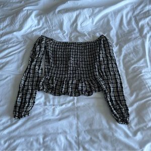 Hollister Off Shoulder Plaid Blouse